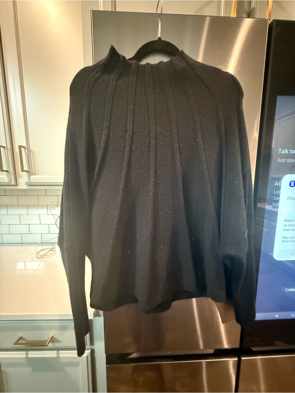 Aritzia Black Ribbed Crewneck Sweater